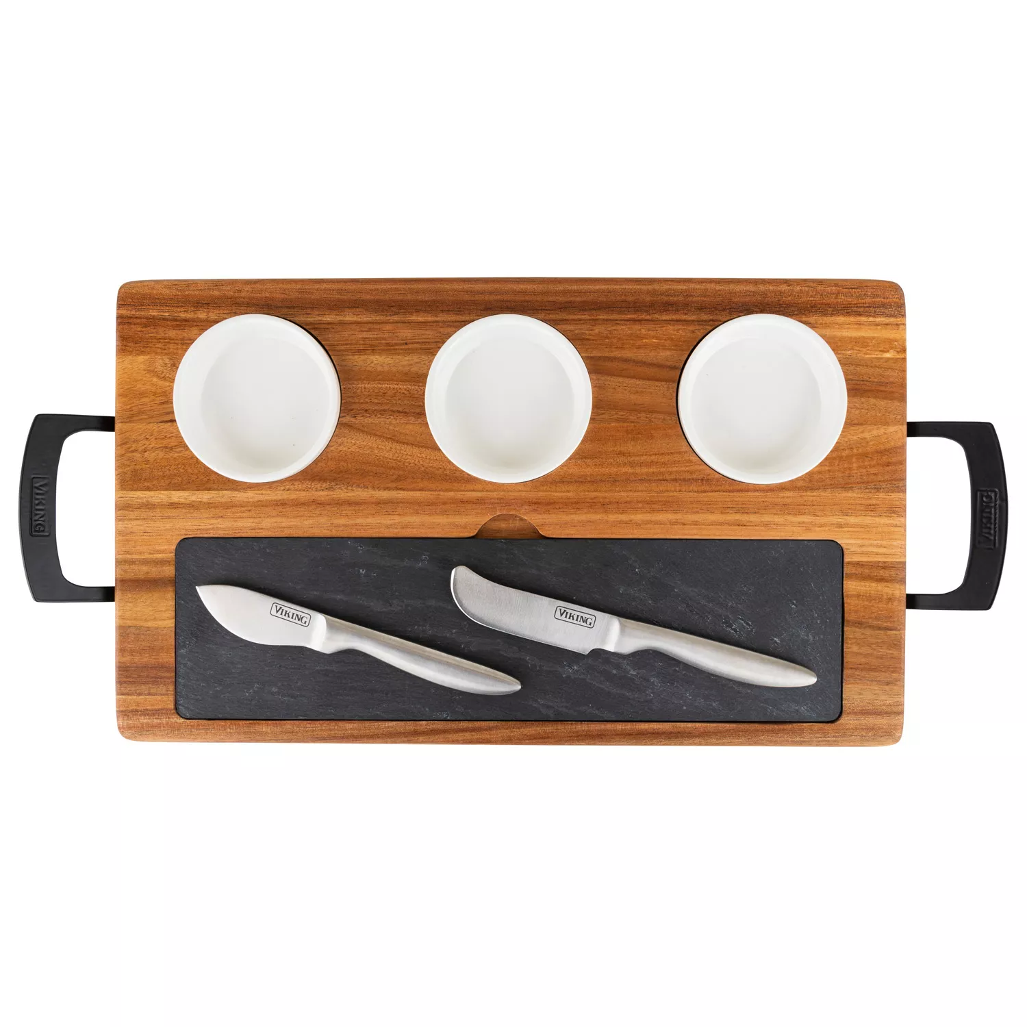 Viking Acacia and Slate Cheese Board, Set of 7