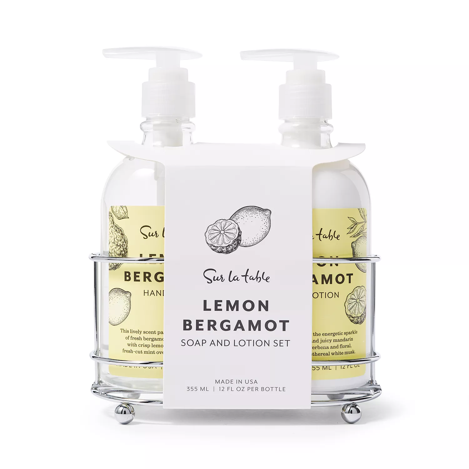 Sur La Table Lemon Bergamot Soap & Lotion Caddy Set