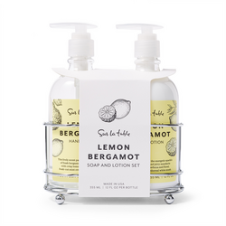 Sur La Table Lemon Bergamot Soap & Lotion Caddy Set