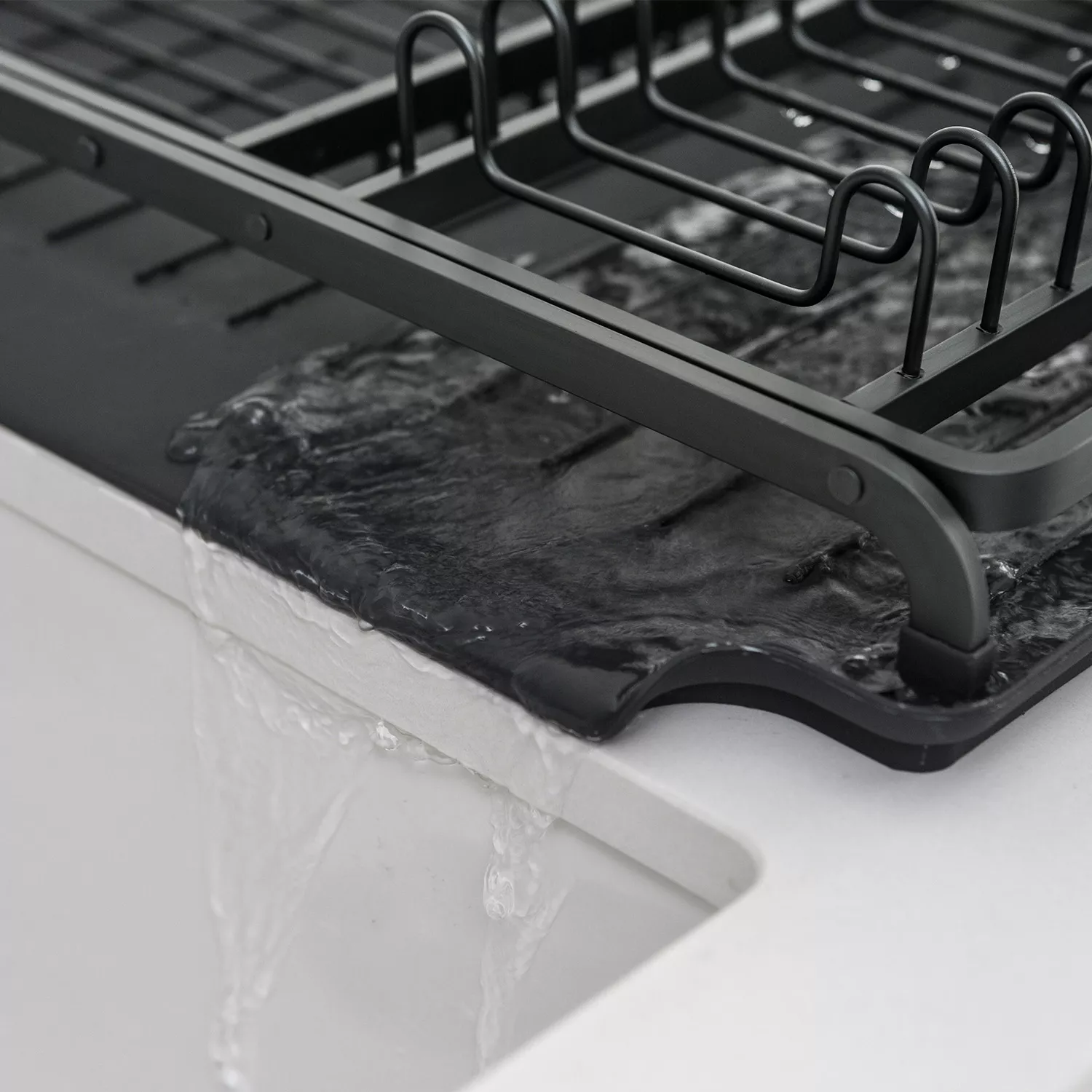 SinkSide Silicone Dish Drying Mat - Dark Grey