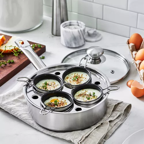 Demeyere Resto3 4-Cup Stainless Steel Egg Poacher Set