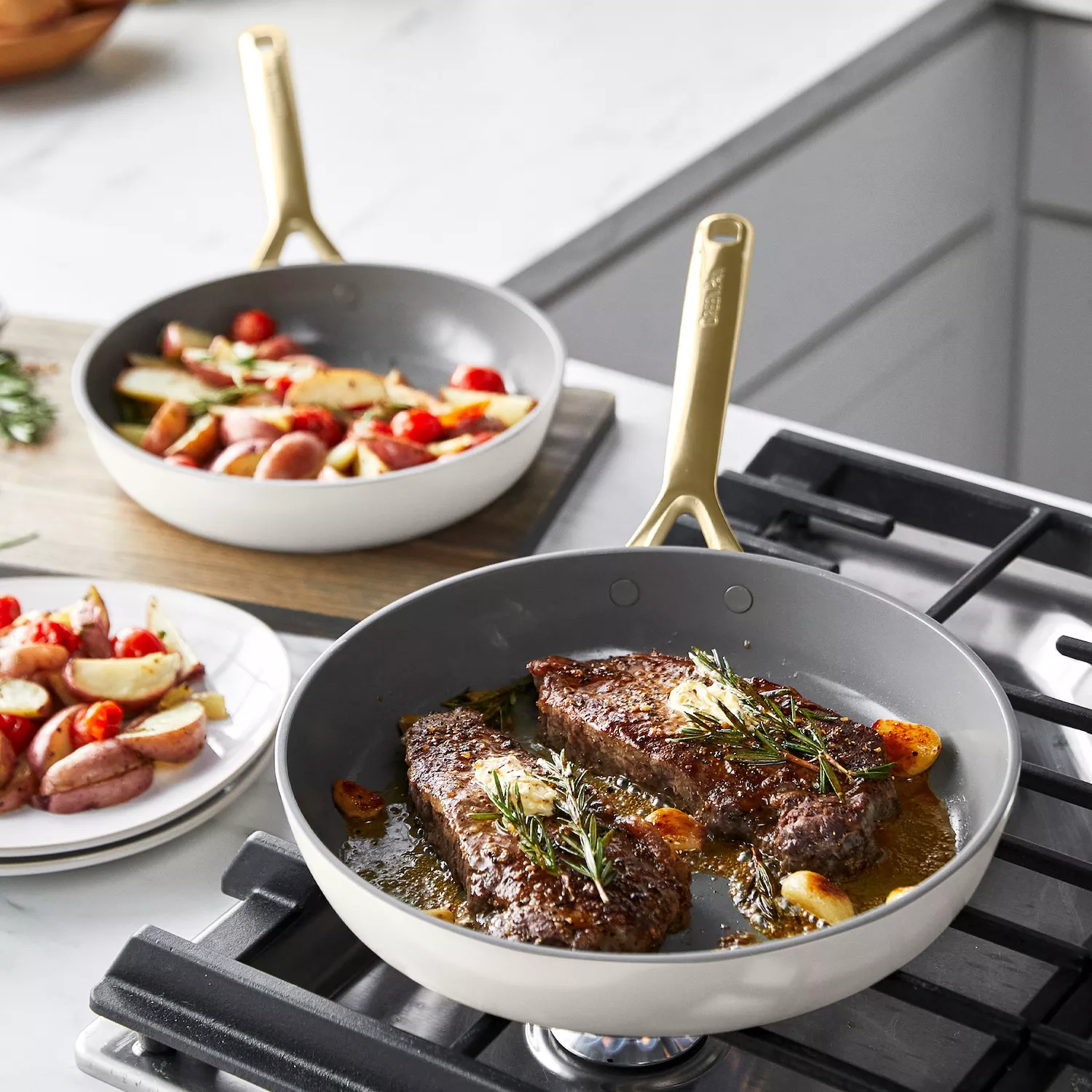 GreenPan GP5 11-Piece Cookware Set with Champagne Handles