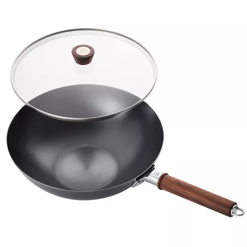 Zwilling Dragon Carbon Steel Wok with Glass Lid, 12"