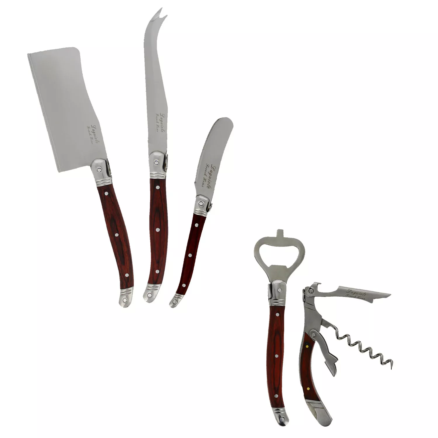 French Home Laguiole Cheese Knives & Wine Openers, Set of 5