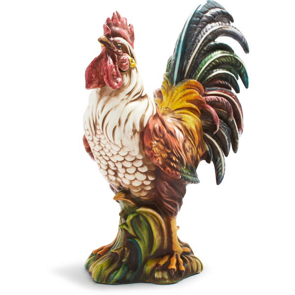 Hand Painted Rooster Wall Mount Decor Plaque Replica 6" Hua 