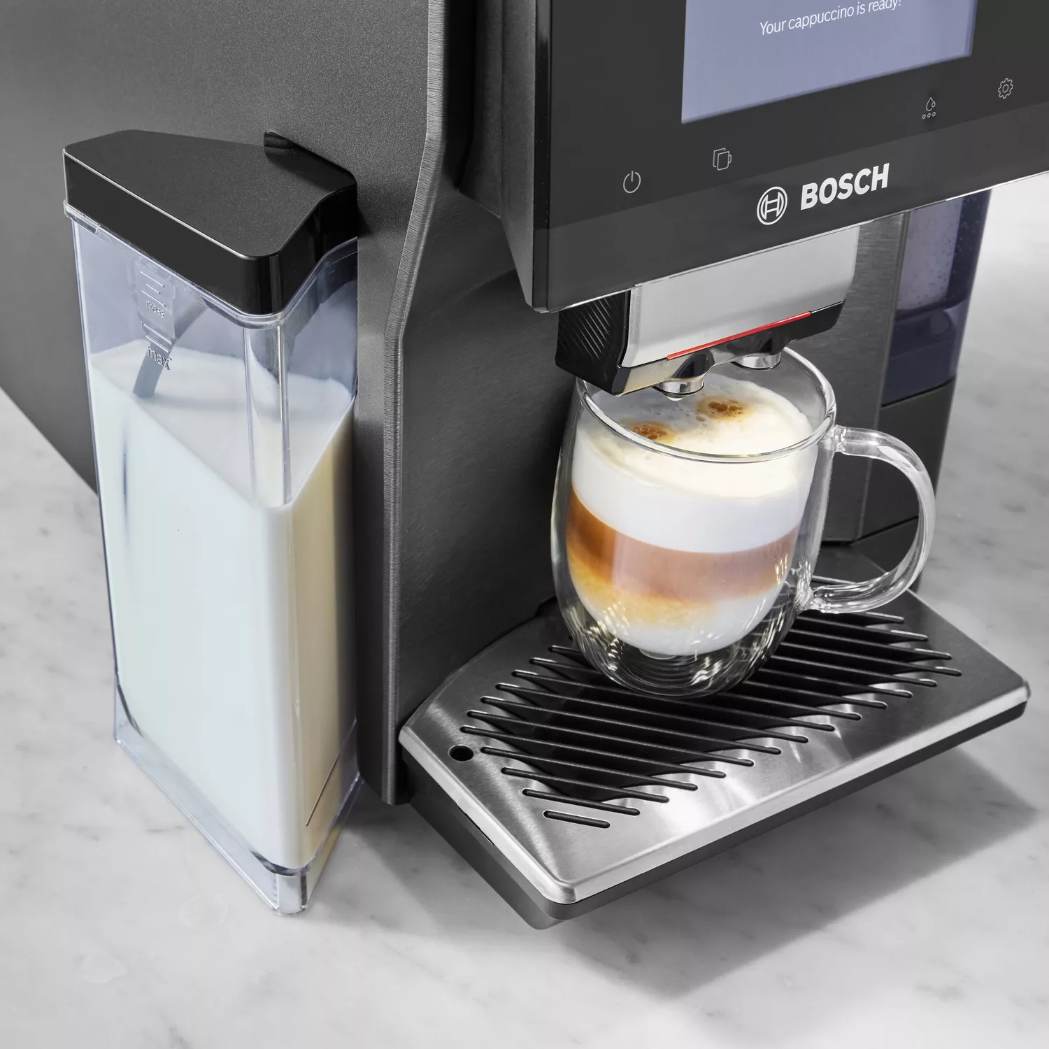Bosch 800 Series Fully Automatic Espresso Machine in Black Stainless Steel