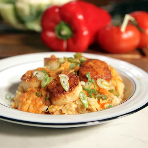 Seared Scallops and Cauliflower Grits