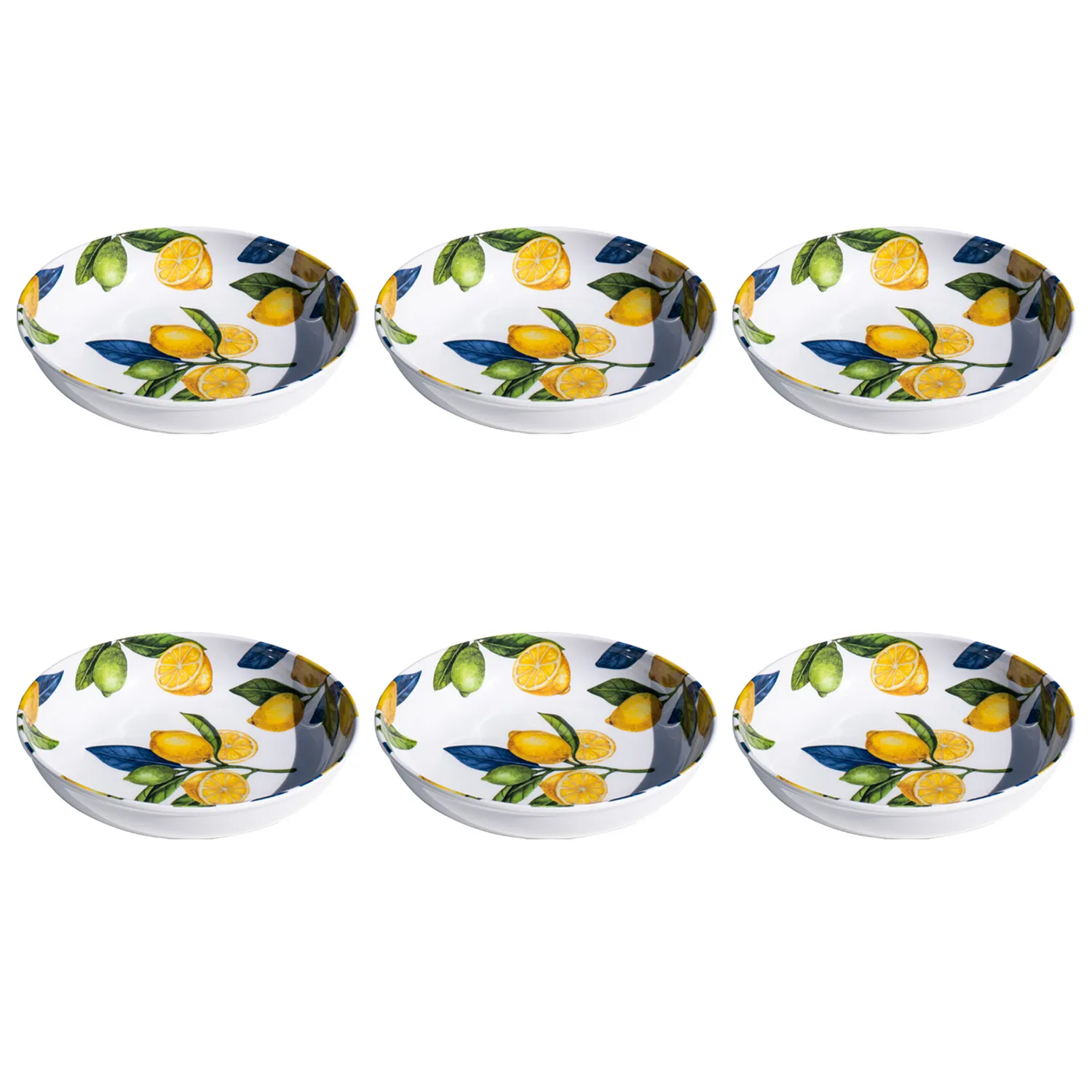 Tar Hong Lemon Orchard Melamine Pasta Bowls, Set of 6