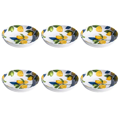 Tar Hong Lemon Orchard Melamine Pasta Bowls, Set of 6