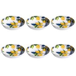 Tar Hong Lemon Orchard Melamine Pasta Bowls, Set of 6