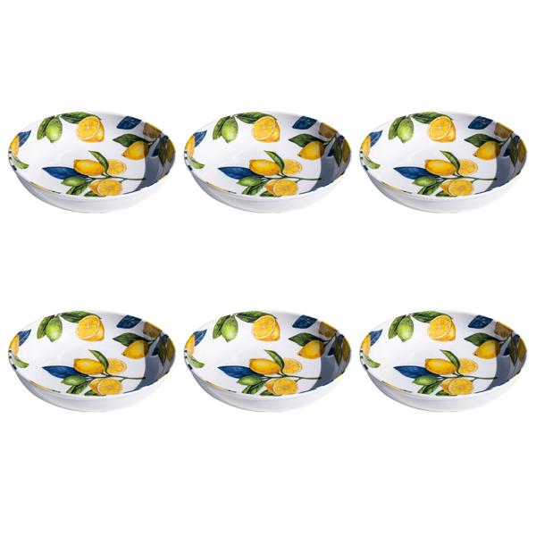 Tar Hong Lemon Orchard Melamine Pasta Bowls, Set of 6