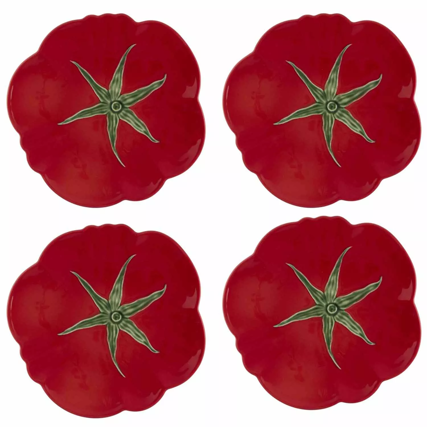 Bordallo Pinheiro Tomato Fruit Plates, Set of 4