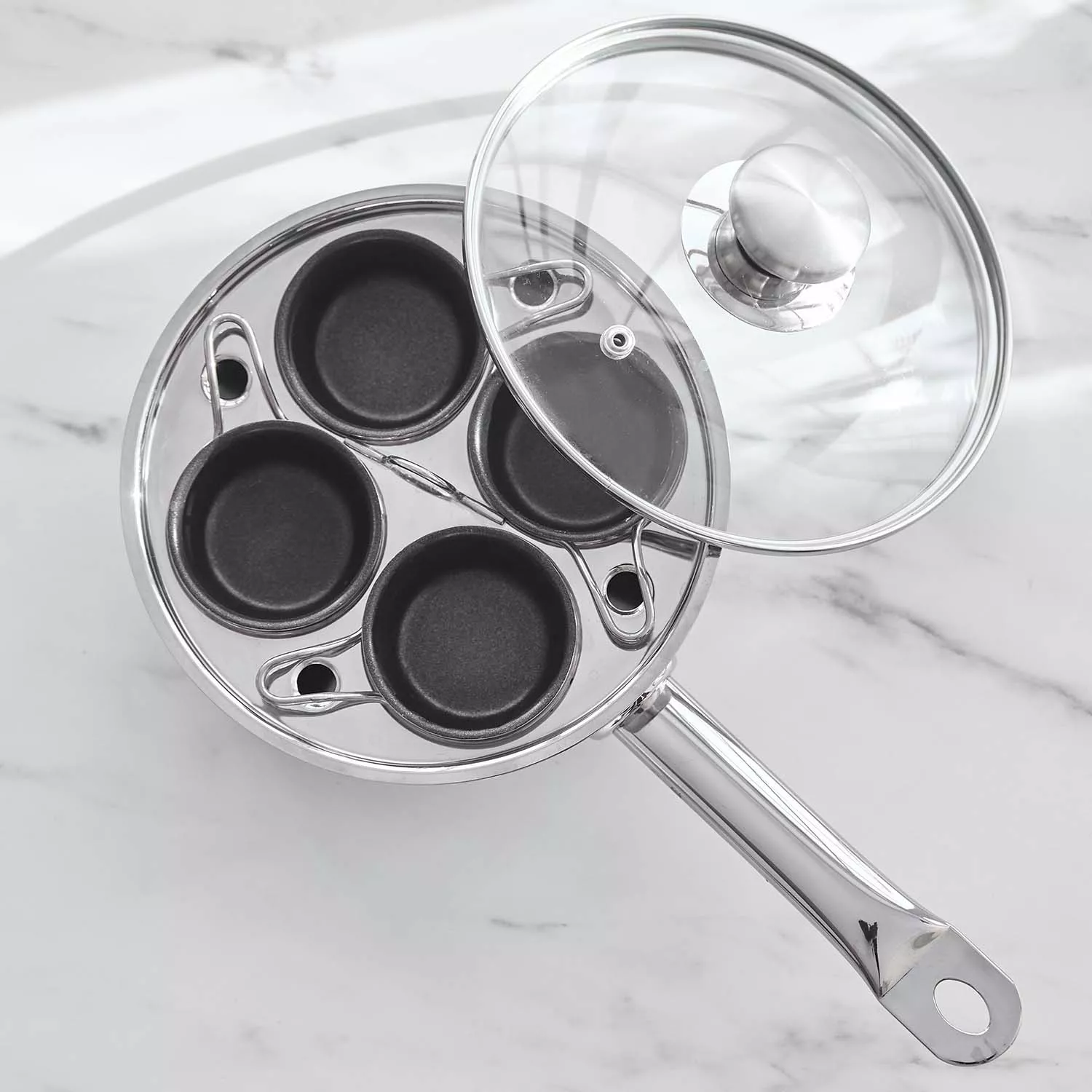 Demeyere Resto3 4-Cup Stainless Steel Egg Poacher Set