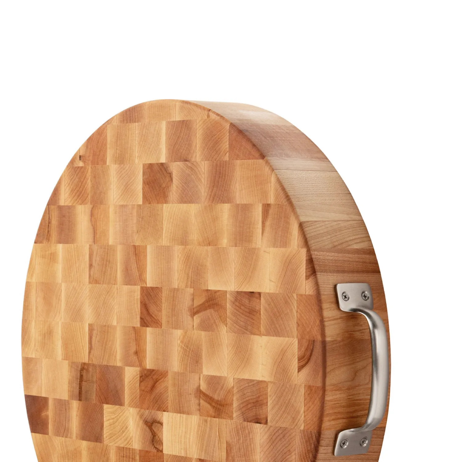 John Boos Maple End-Grain Round Chopping Block w/ Handles, 18" x 3"