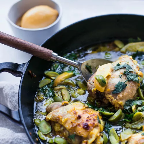 Chicken Thigh Stew with Olives and Preserved Lemons