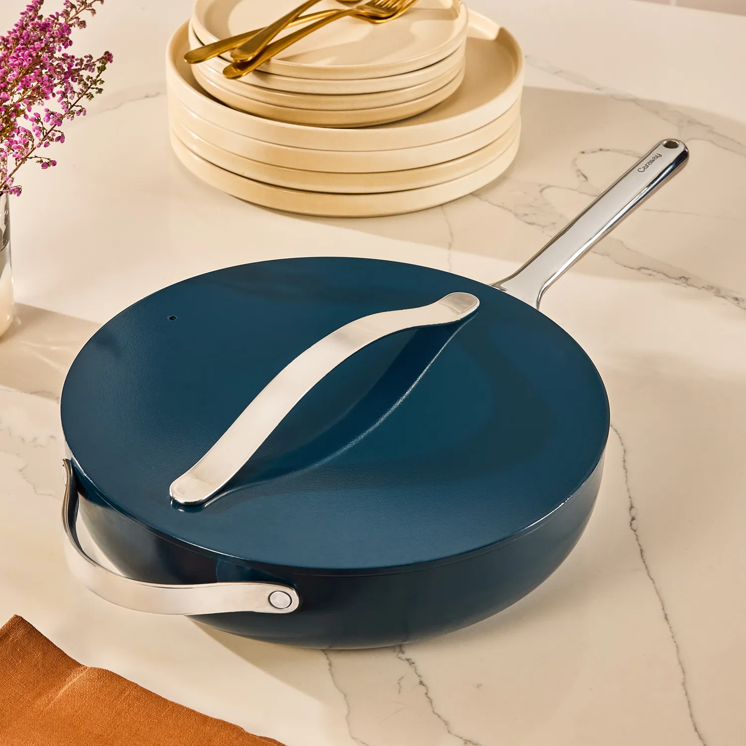 Caraway Ceramic Nonstick Sauté Pan with Lid, 4.5 qt.