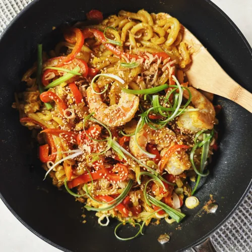 Singapore-Style Shrimp Udon Stir-Fry