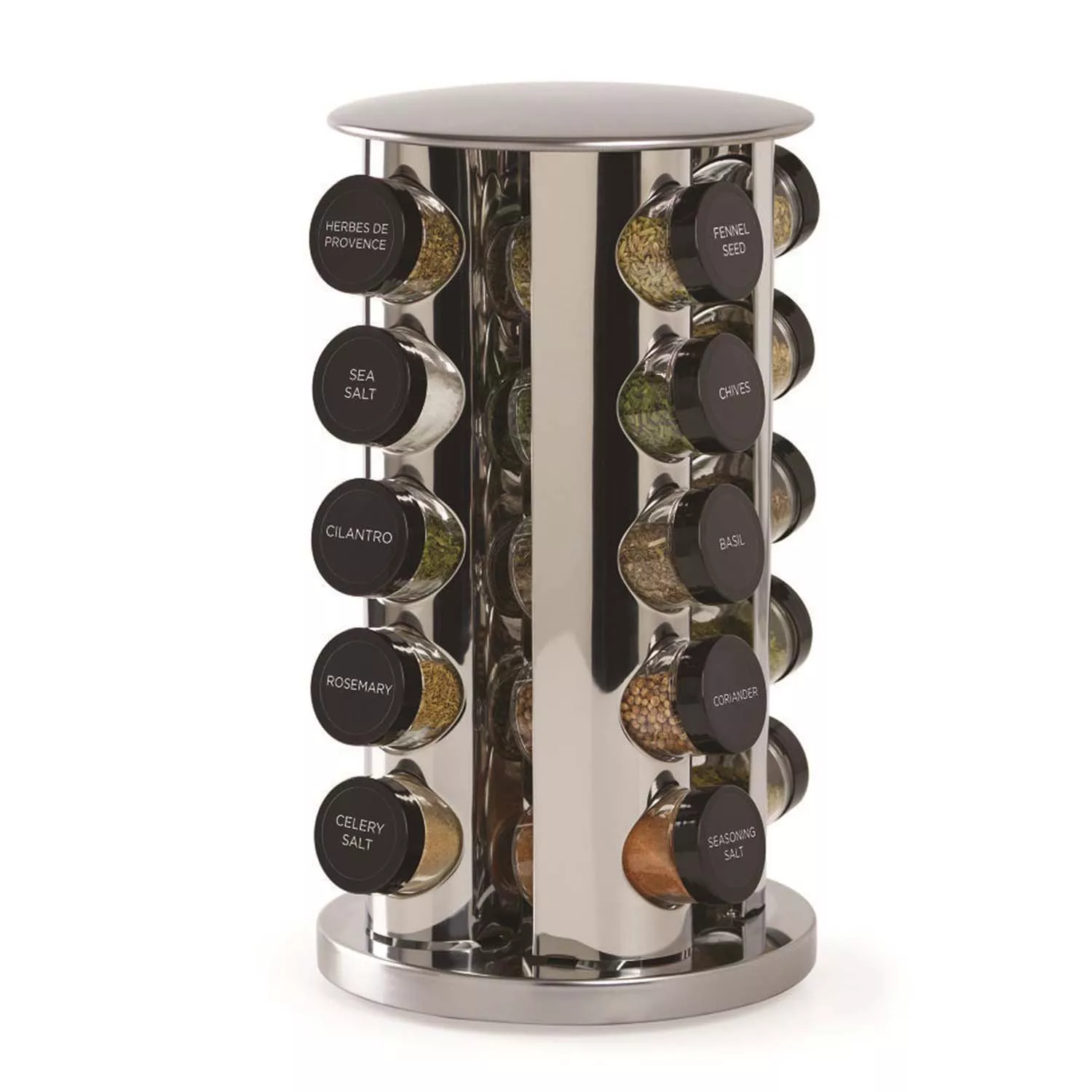 Kamenstein 20 Jar Stainless Steel Revolving Spice Rack, Unfilled