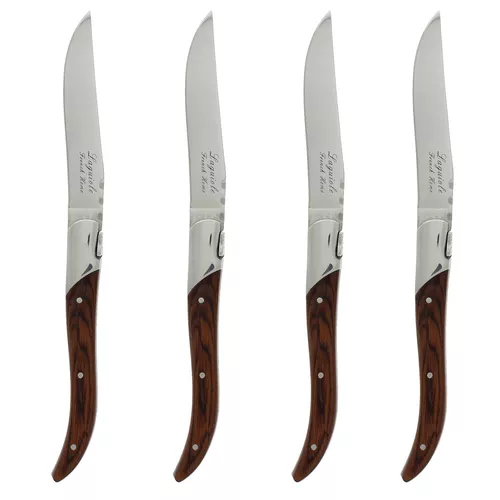 French Home Laguiole Connoisseur Steak Knives in Brown