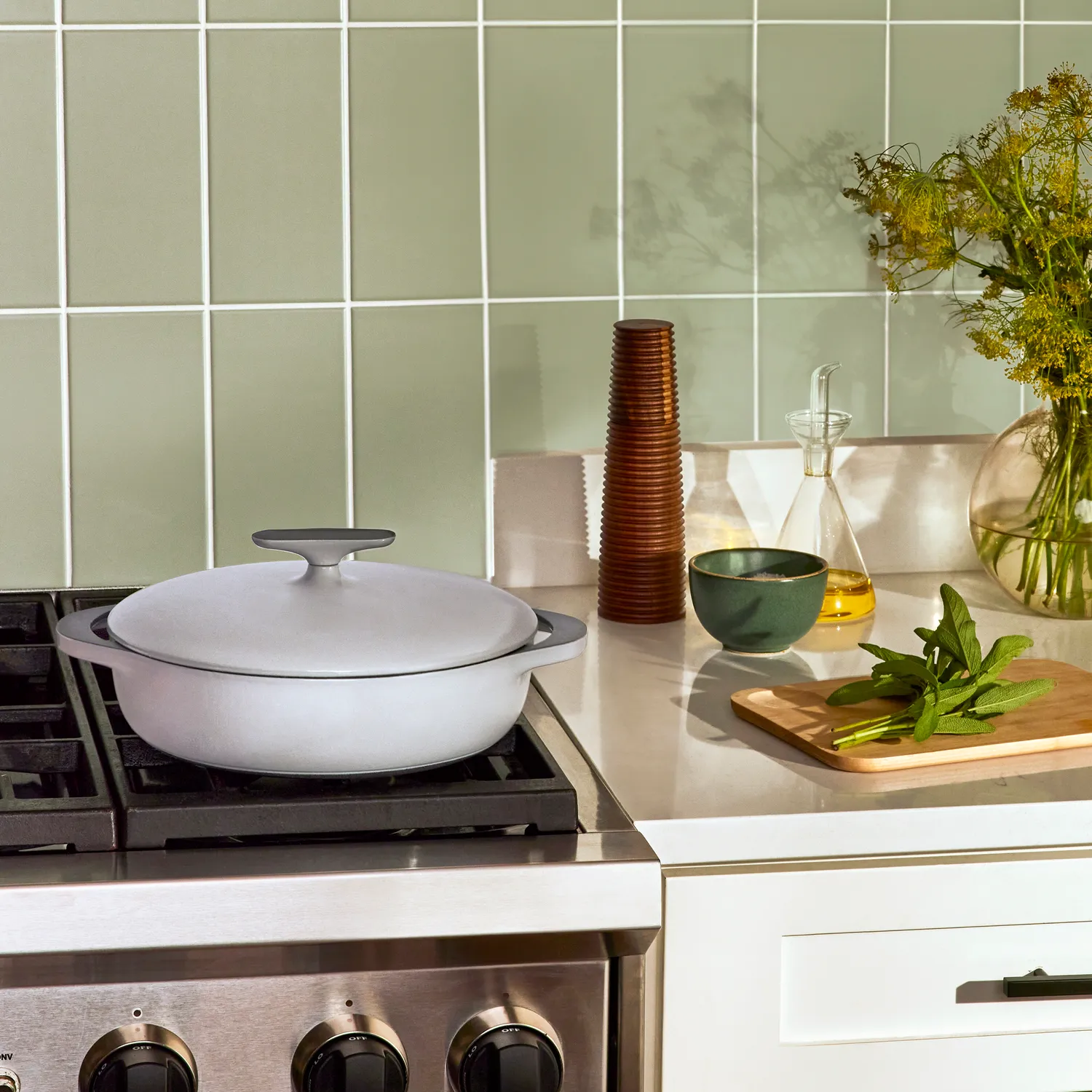 Caraway Enameled Cast Iron Braiser, 3.5qt.