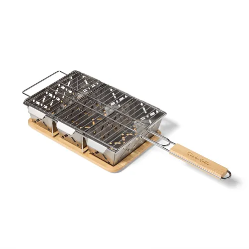 Sur La Table Stainless Steel Grill Baskets with Wooden Trivet
