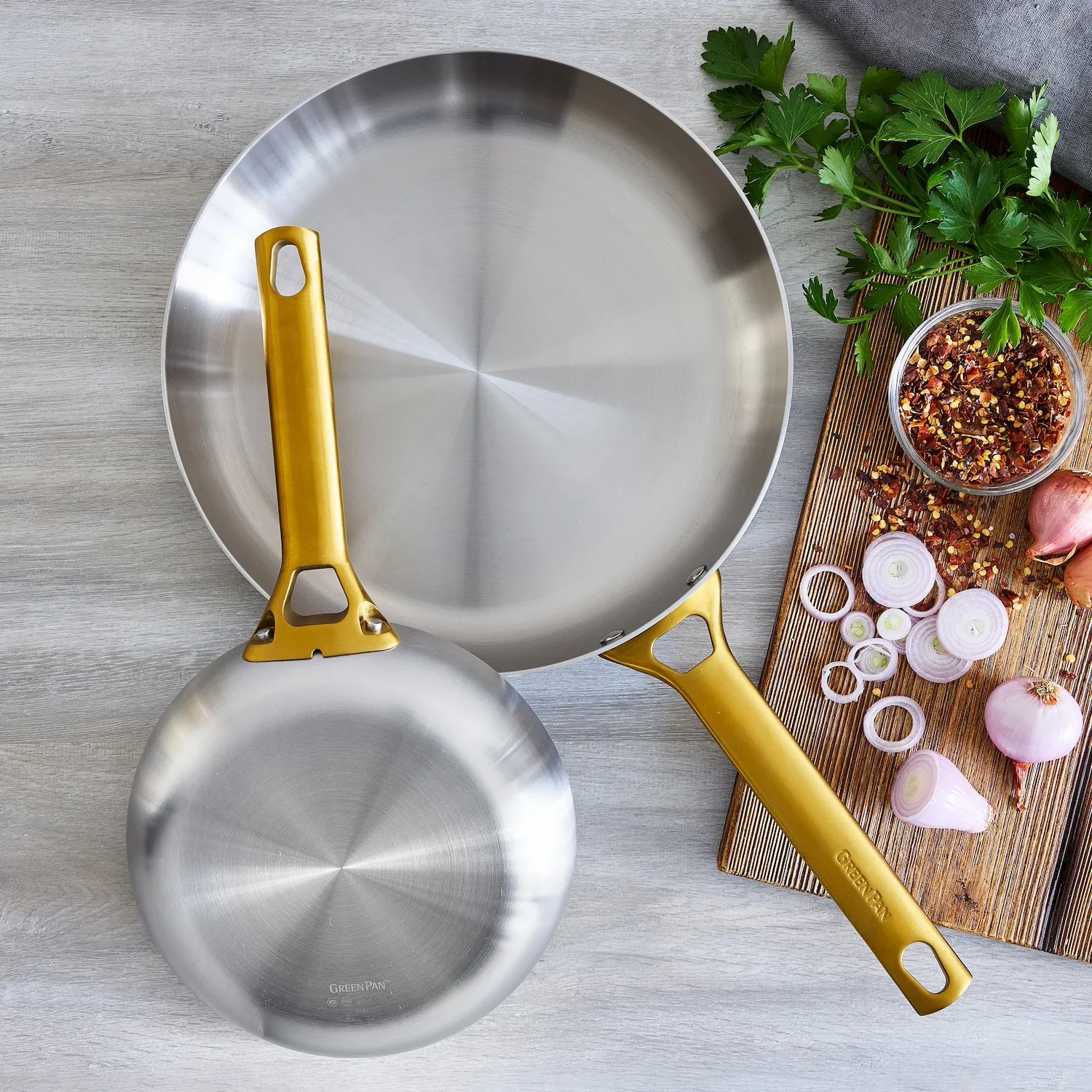 GreenPan Reserve Stainless Steel Set of 2 Skillets, 10" & 12"