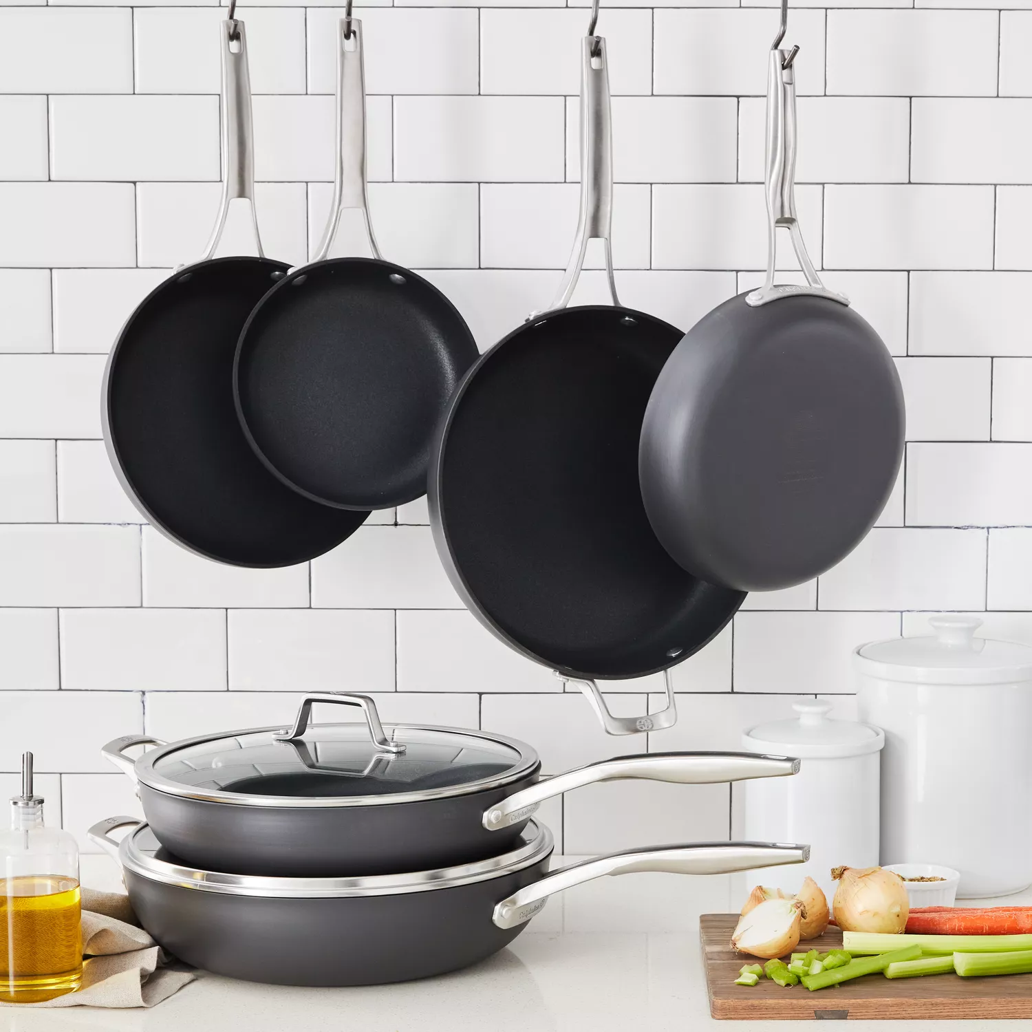 Calphalon Premier Hard-Anodized Nonstick 13-Piece Cookware Set, Black