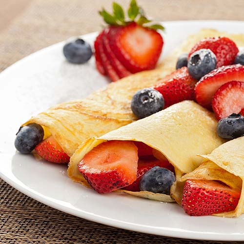 Mixed Summer Berry and Ricotta-Filled Crepes