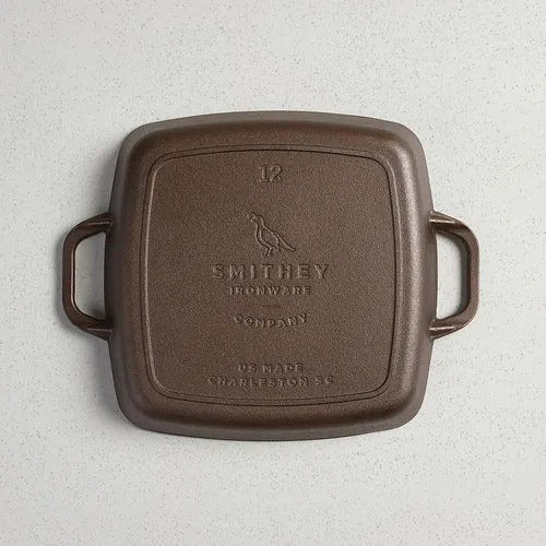 Smithey Polished Cast Iron Square Grill Pan, 12"