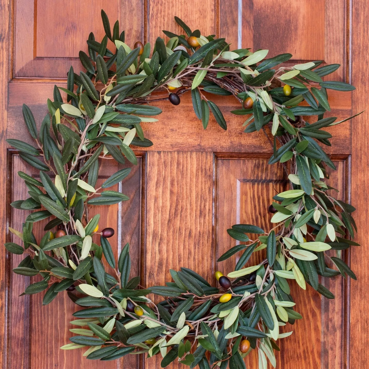  Nearly Natural Faux Olive Wreath, 20"