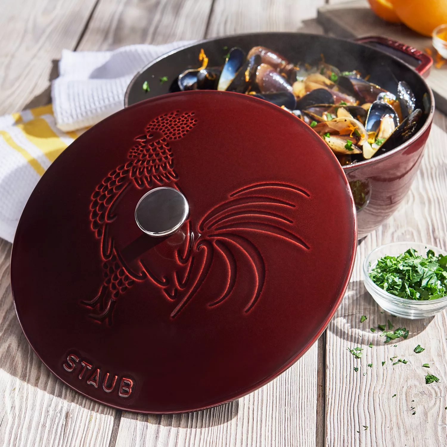 Staub Essential French Oven with Rooster Lid, 3.75 qt