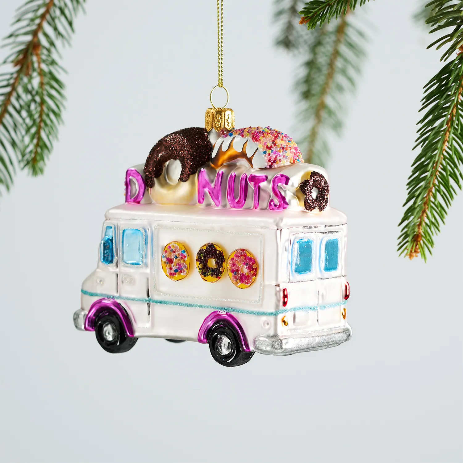 Sur La Table Donut Truck Glass Ornament, 4.1"