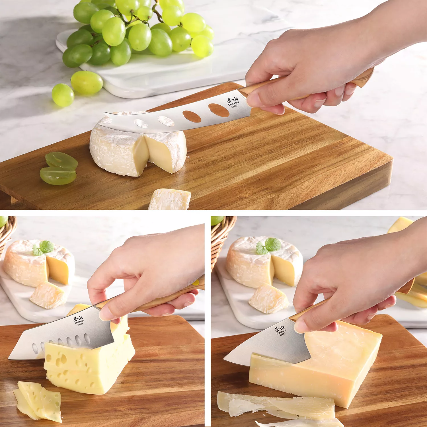 Cangshan 3-Piece Olivewood Cheese Knife Set