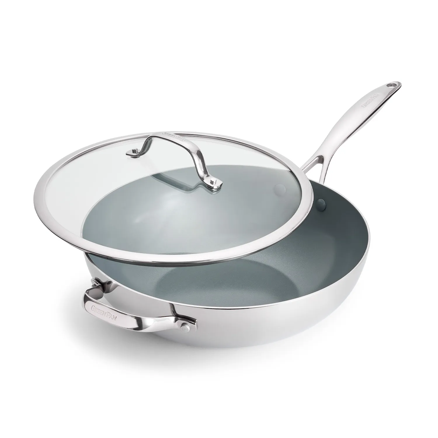 GreenPan Stainless Steel Valencia Pro Ceramic Nonstick Wok w/ Lid, 12"