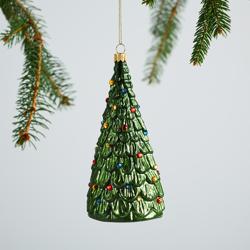 Sur La Table Christmas Tree Glass Ornament, 5.7"