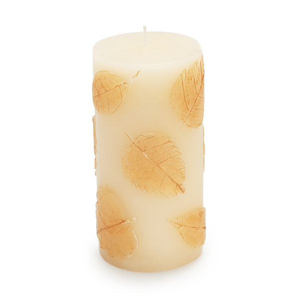 Gold Leaves Pillar Candles