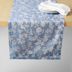Sur La Table Jacquard Italian Blue Floral Table Runner
