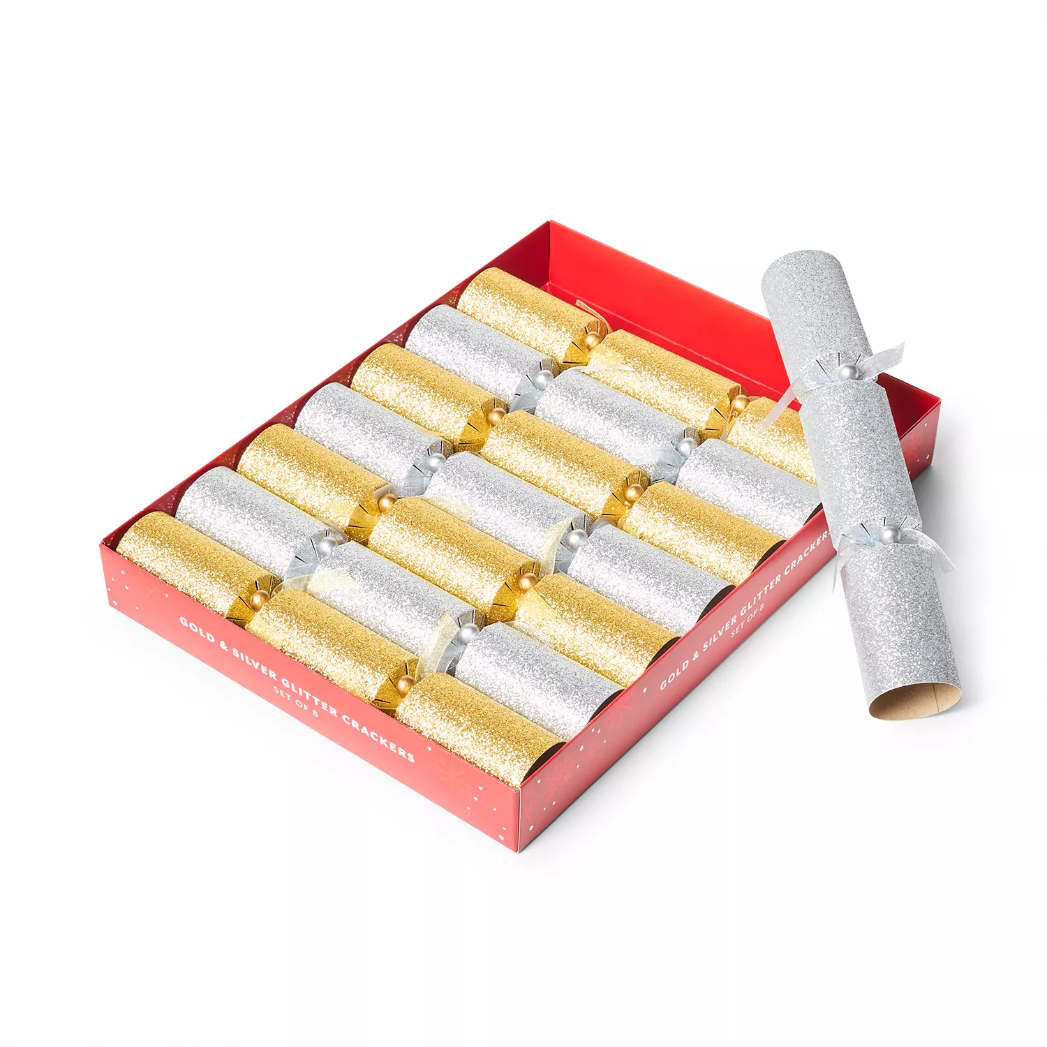 Sur La Table Gold & Silver Glitter Crackers, Set of 8