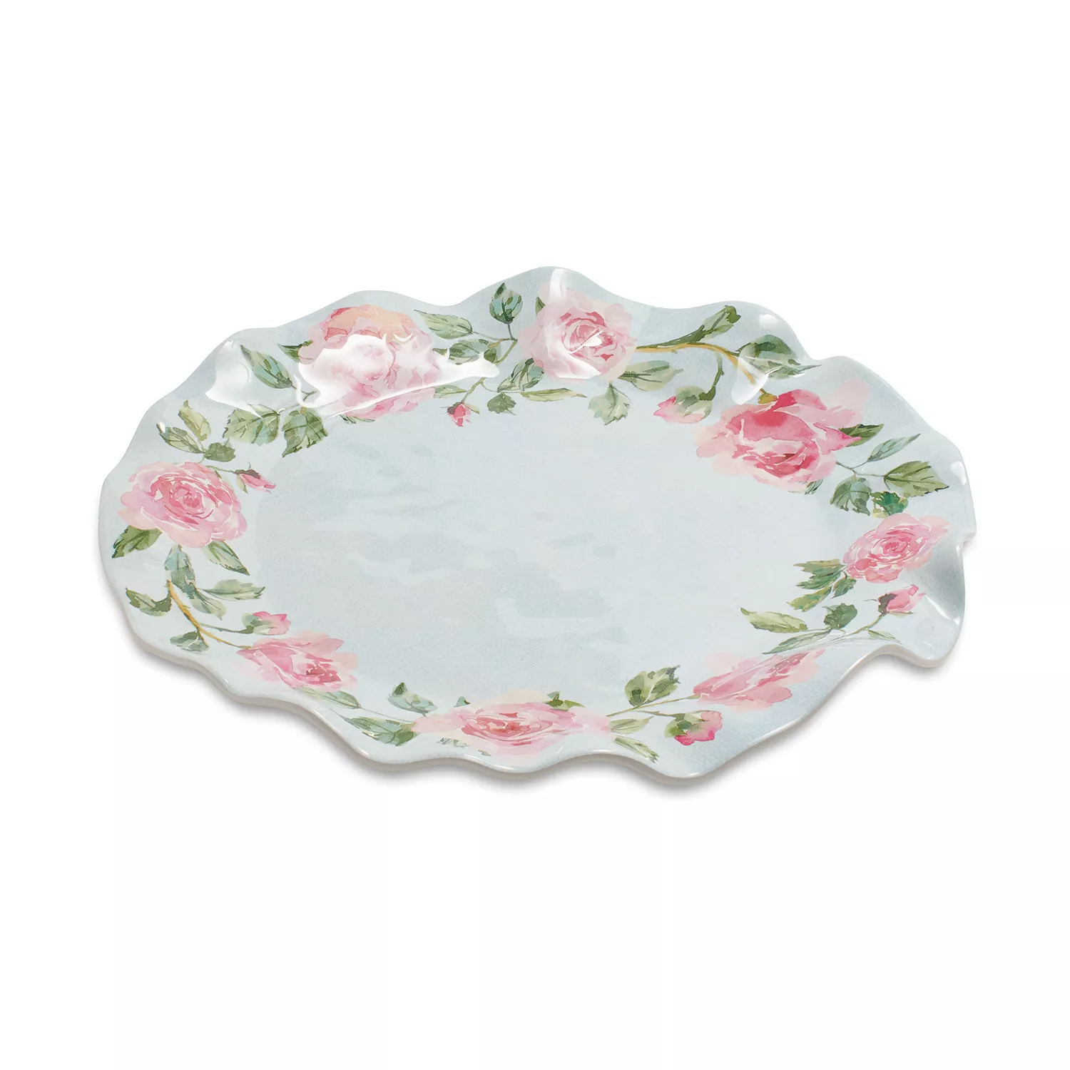 Sur La Table Rose Nuage Melamine Round Platter, 17.5&#34;