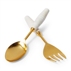 Sur La Table Marble Salad Servers The gold salad servers with white marble handles are exceptional and arrived beautifully packaged