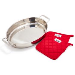 All-Clad D3 Stainless Steel Oval Roaster with Pot Holders Love it