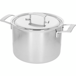 Demeyere Industry5 Stainless Steel Stockpot with Lid, 8.5 Qt. The lid of the 8 qt