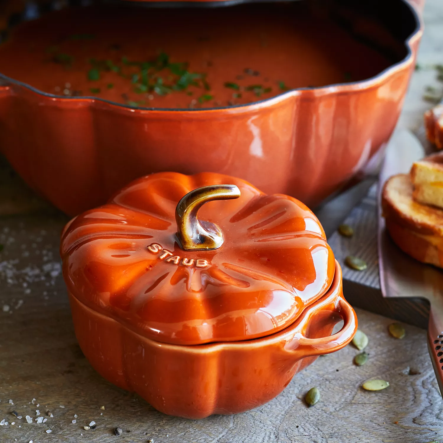 Staub Stoneware Mini Pumpkin Cocotte, .5 qt