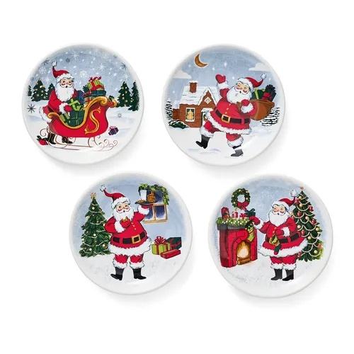 Sur La Table Santa Appetizer Plates, Set of 4