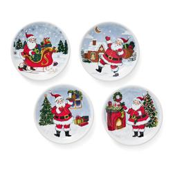 Sur La Table Jolly Santa Appetizer Plates, Set of 4