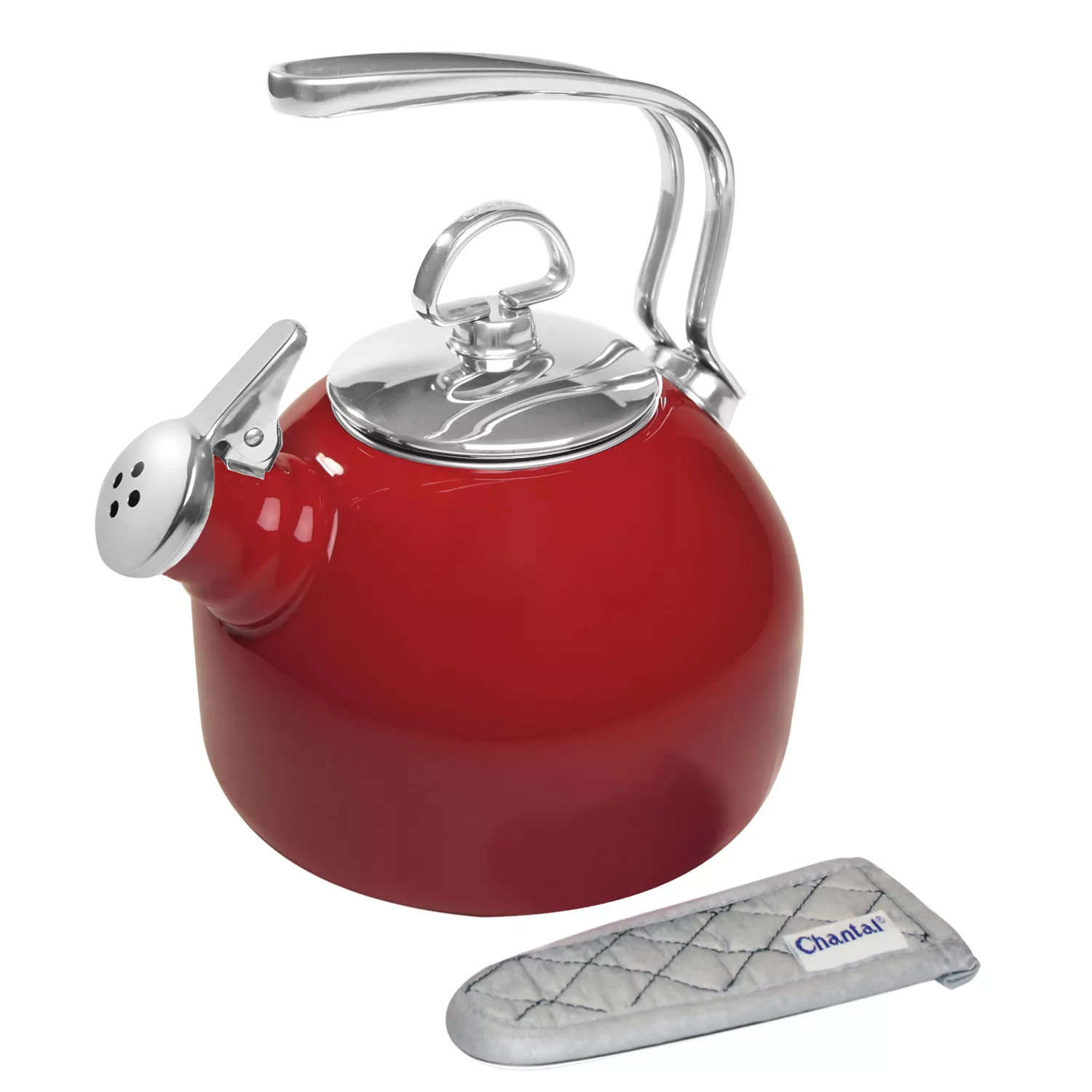 Red Enamel OXO Stove Top Tea Kettle