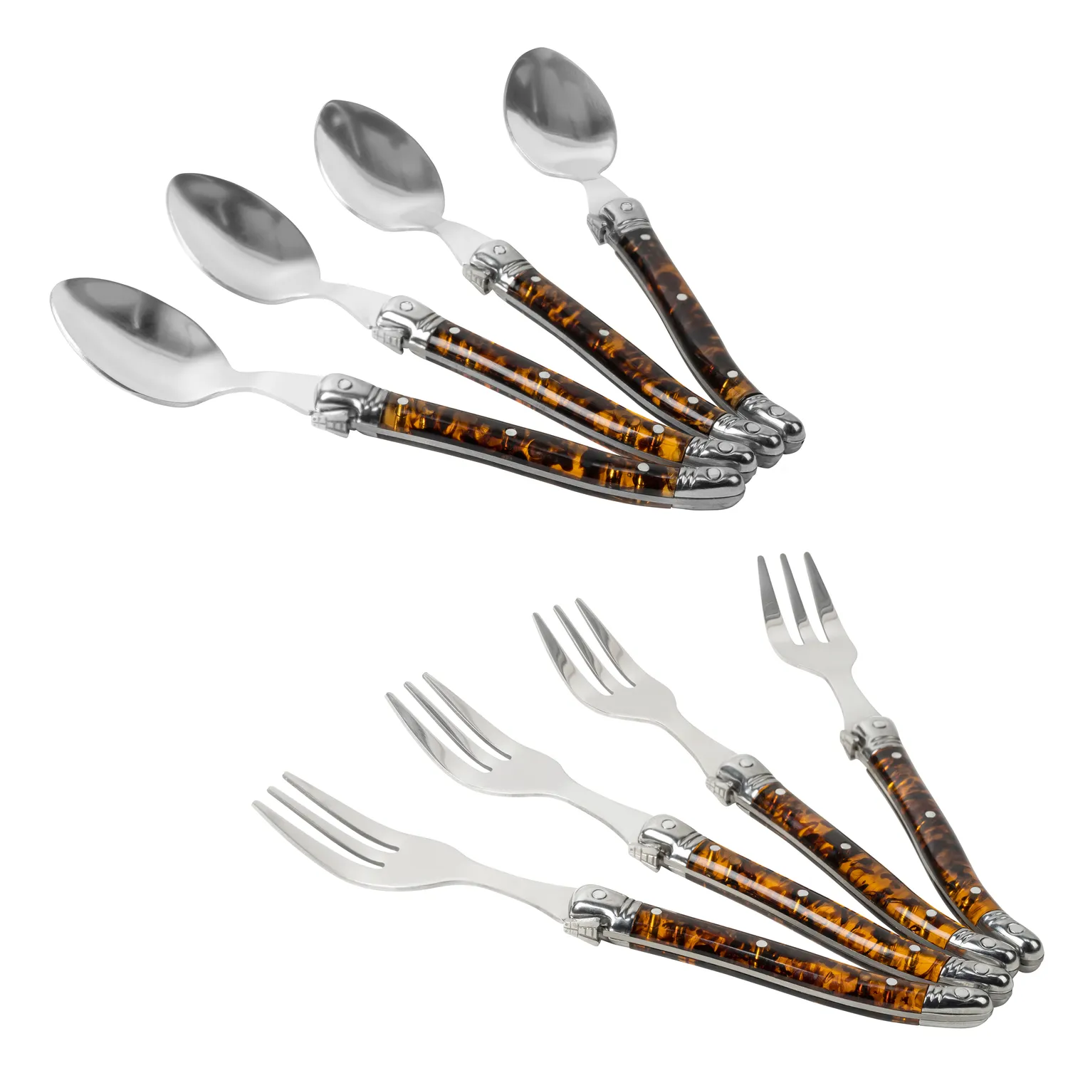 French Home 8-Piece Laguiole Cocktail/Dessert Spoon and Fork Set
