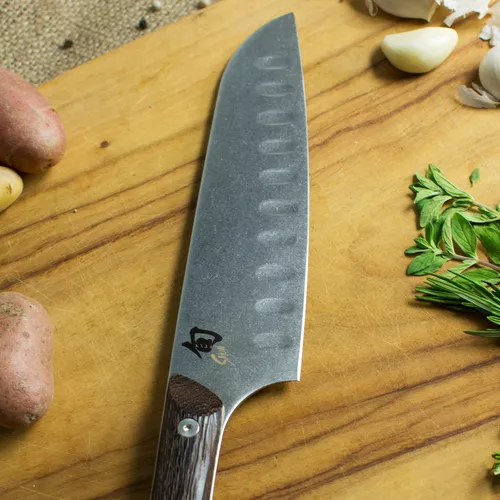 Shun Kanso Hollow-Edge Santoku, 7&#34;