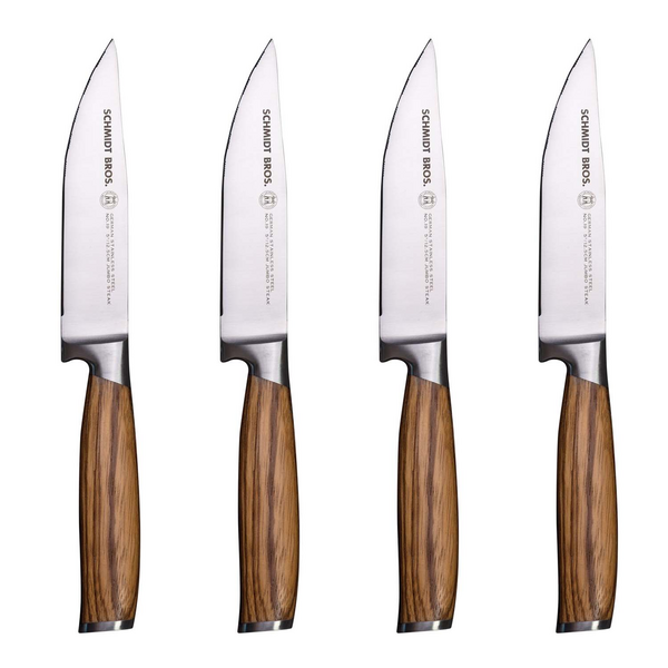 Schmidt Brothers Cutlery Zebra Wood Jumbo Steak Knives, Set of 4 