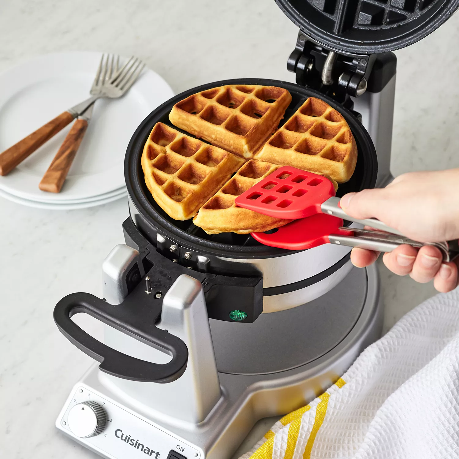 5 Dual Nonstick Rotating Flip Waffle Maker